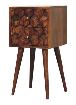 Mini Chestnut Cube 2 Drawer Bedside