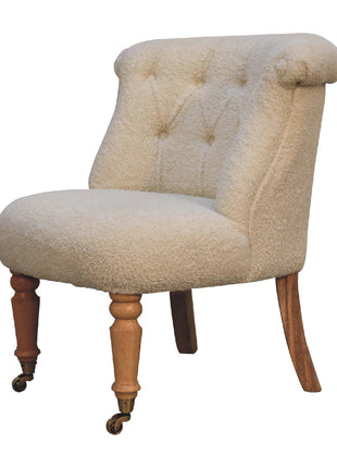 Bouclé-Akzentstuhl in Creme