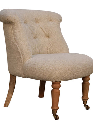 Bouclé-Akzentstuhl in Creme