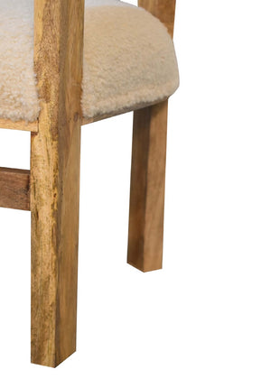 Cream Boucle Solid Wood Chair