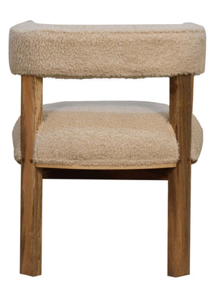 Cream Boucle Solid Wood Chair