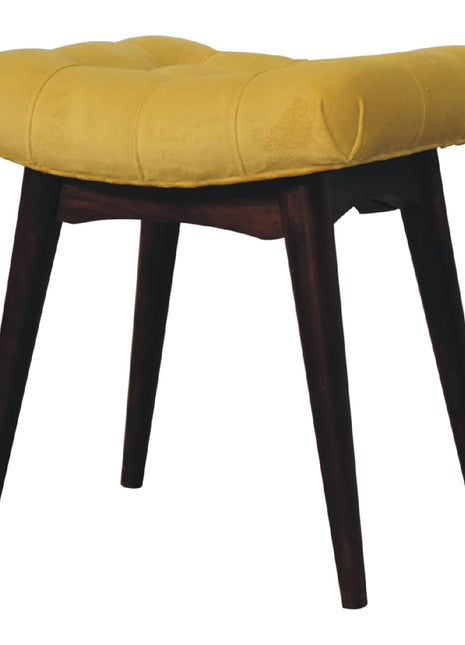Mini banco curvo de terciopelo mostaza