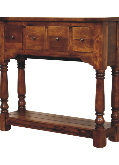 Chestnut 4 Drawer Console Table