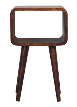 Mini Chestnut Curved Open Bedside