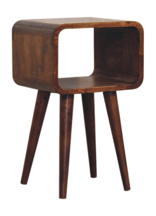 Mini Chestnut Curved Open Bedside