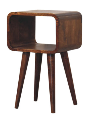 Mini Chestnut Curved Open Bedside