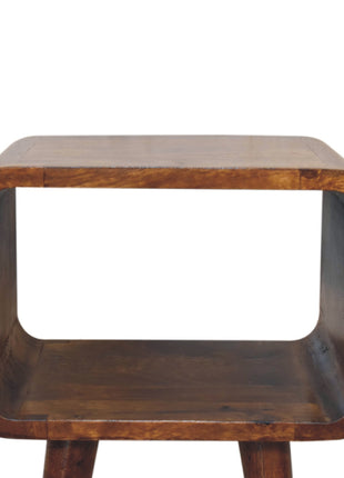 Mini Chestnut Curved Open Bedside
