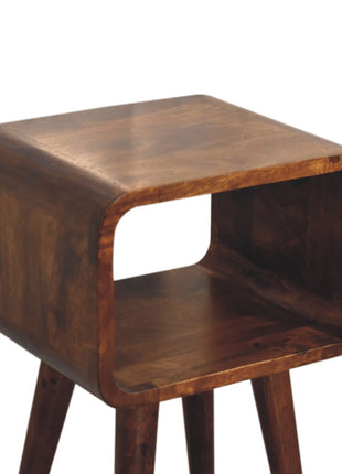 Mini Chestnut Curved Open Bedside