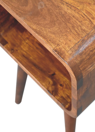 Mini Chestnut Curved Open Bedside