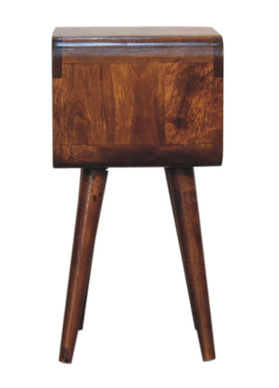 Mini Chestnut Curved Open Bedside