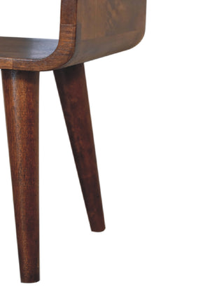 Mini Chestnut Curved Open Bedside