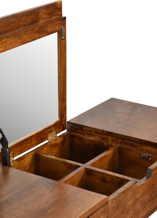 Klappbarer Spiegeltisch aus Kastanienholz