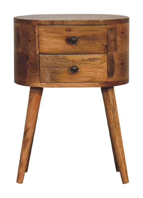 Mini Oak-ish Rounded Bedside Table