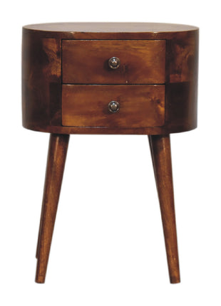 Mini Chestnut Rounded Bedside Table