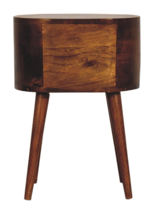Mini Chestnut Rounded Bedside Table