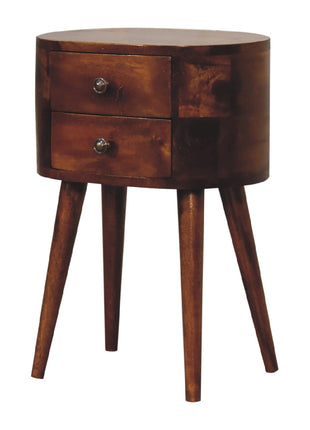 Mini Chestnut Rounded Bedside Table