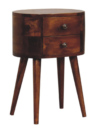 Mini Chestnut Rounded Bedside Table