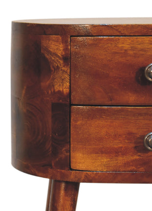 Mini Chestnut Rounded Bedside Table