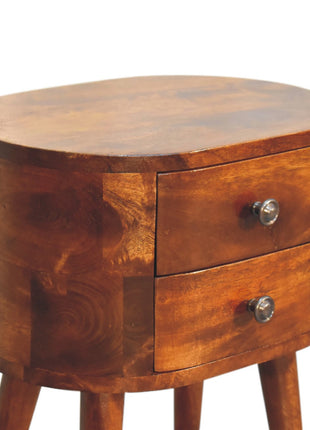 Mini Chestnut Rounded Bedside Table