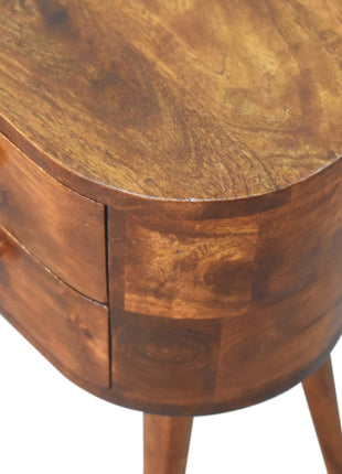 Mini Chestnut Rounded Bedside Table