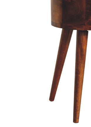 Mini Chestnut Rounded Bedside Table