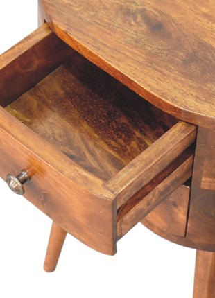 Mini Chestnut Rounded Bedside Table