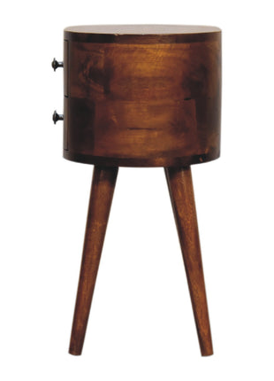Mini Chestnut Rounded Bedside Table