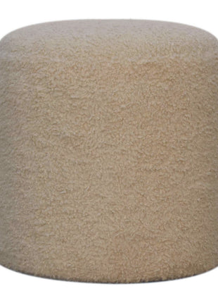 Boucle Cream Round Footstool