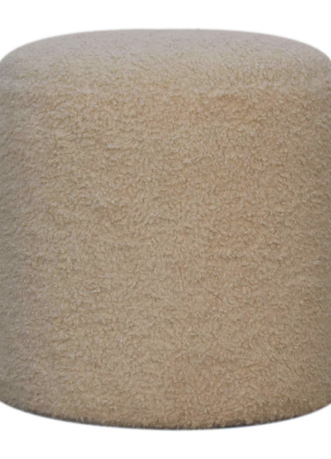 Boucle Cream Round Footstool