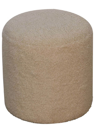 Boucle Cream Round Footstool