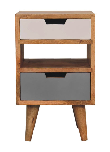 Mini Grey and White Cut-out Bedside