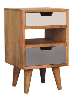 Mini Grey and White Cut-out Bedside
