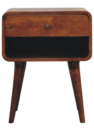 Curve Open Slot Chestnut Bedside