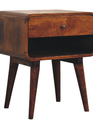 Curve Open Slot Chestnut Bedside