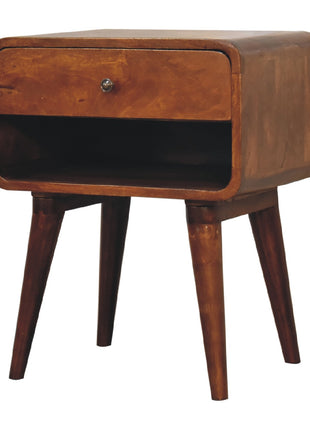 Curve Open Slot Chestnut Bedside