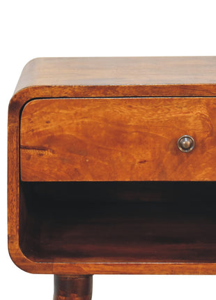 Curve Open Slot Chestnut Bedside
