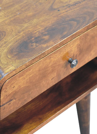 Curve Open Slot Chestnut Bedside