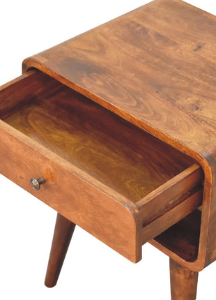 Curve Open Slot Chestnut Bedside