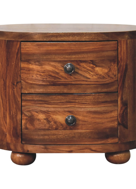 Round Honey Bedside with Bun Feet