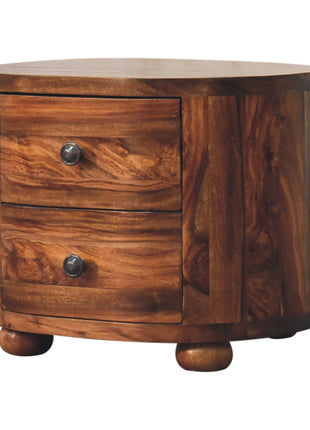 Round Honey Bedside with Bun Feet