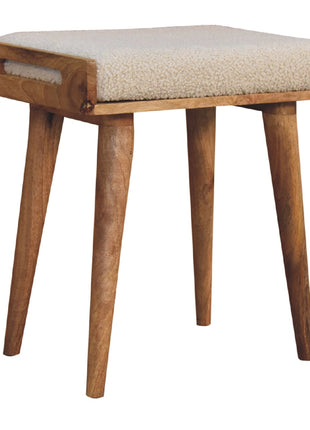 Boucle Cream Tray Style Footstool