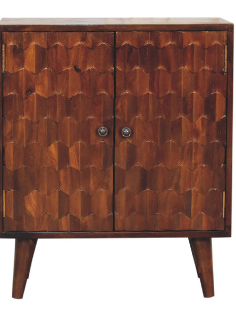 Chestnut Pineapple Carved Cabinet