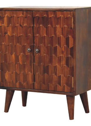 Chestnut Pineapple Carved Cabinet