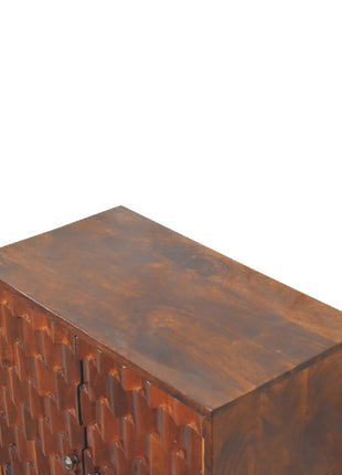 Chestnut Pineapple Carved Cabinet