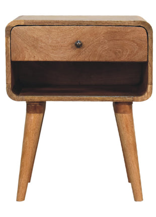 Curved Oak-ish Open Bedside
