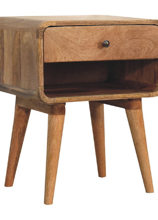 Curved Oak-ish Open Bedside