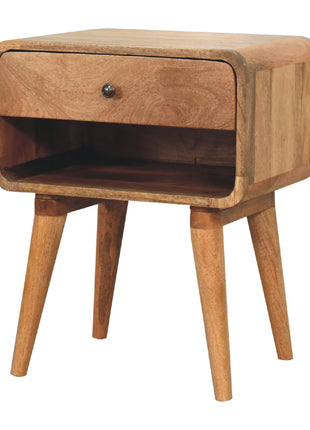 Curved Oak-ish Open Bedside