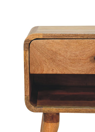 Curved Oak-ish Open Bedside