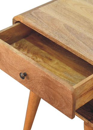 Curved Oak-ish Open Bedside
