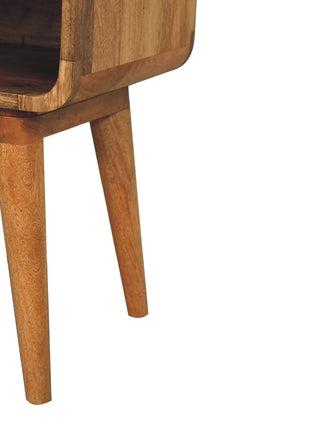 Curved Oak-ish Open Bedside